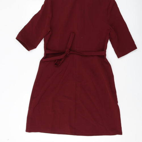 Stylist Pick Womens Red Polyester A-Line Size 12 Collared Zip