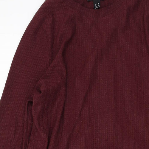 New Look Womens Red Polyester A-Line Size 14 Round Neck Pullover