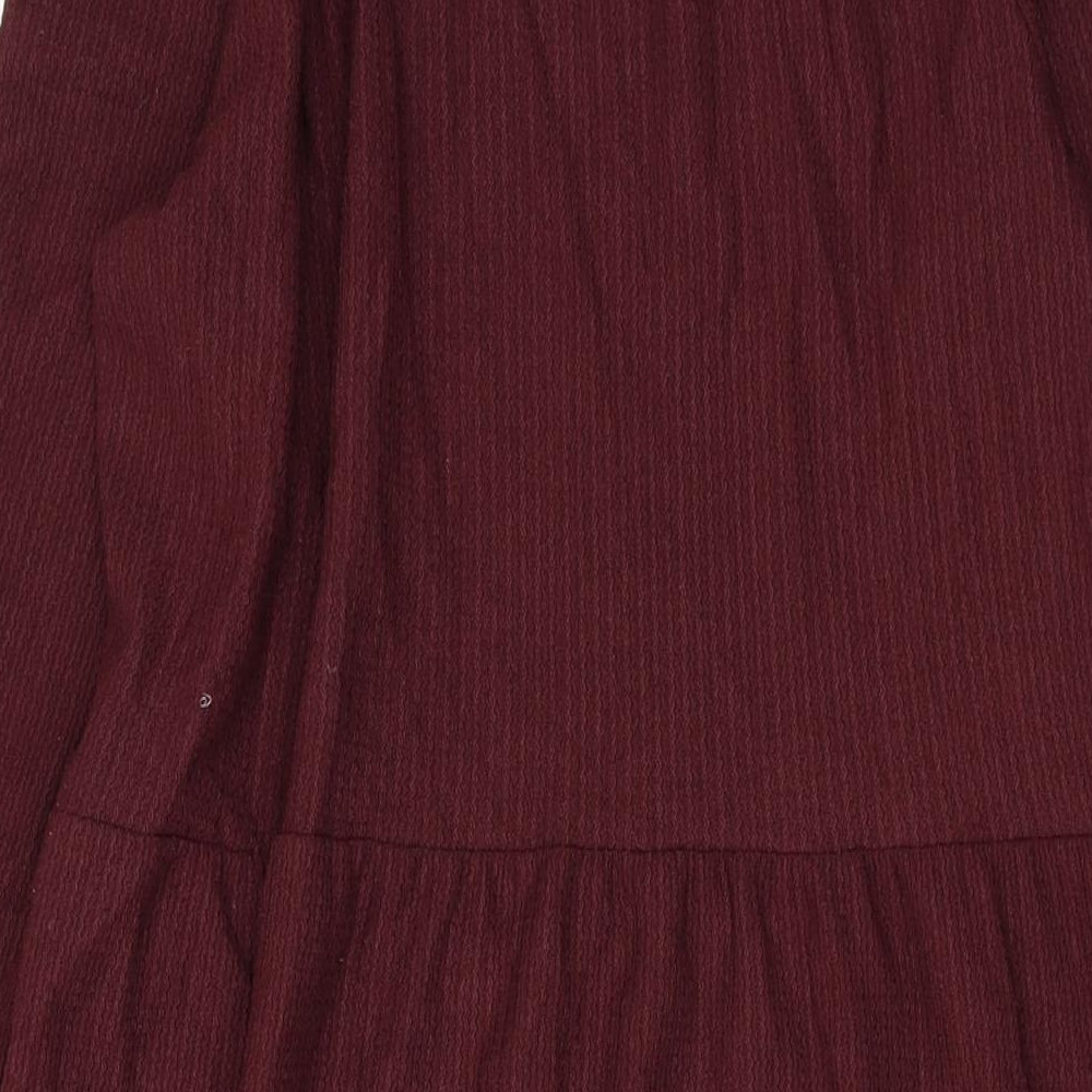 New Look Womens Red Polyester A-Line Size 14 Round Neck Pullover
