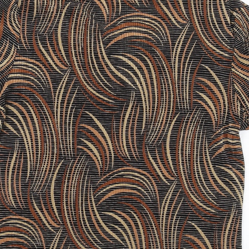 Berkertex Womens Brown Geometric Polyester Basic T-Shirt Size 10 Round Neck