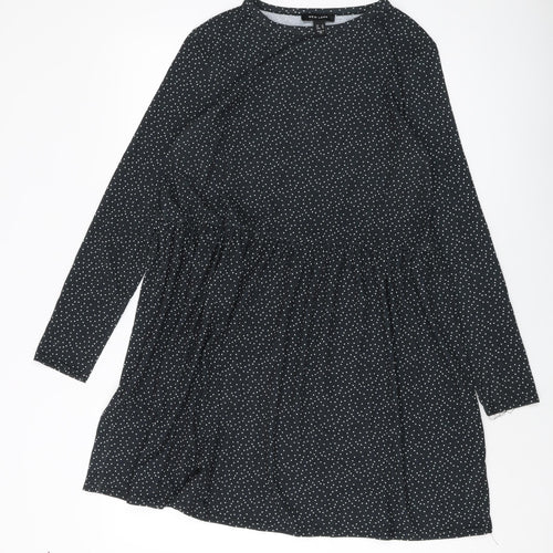 New Look Womens Grey Polka Dot Polyester A-Line Size 14 Round Neck Pullover