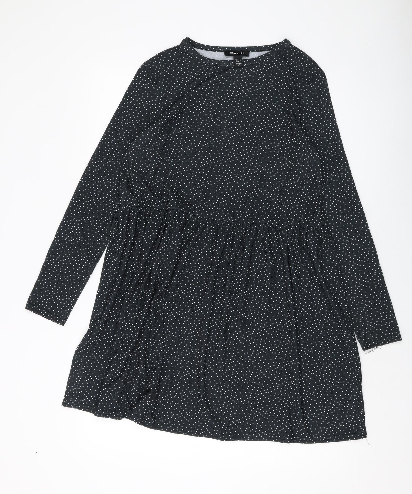 New Look Womens Grey Polka Dot Polyester A-Line Size 14 Round Neck Pullover