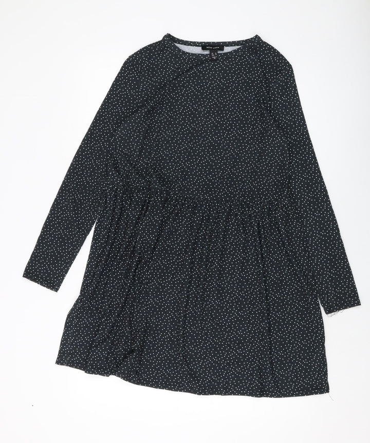 New Look Womens Grey Polka Dot Polyester A-Line Size 14 Round Neck Pullover