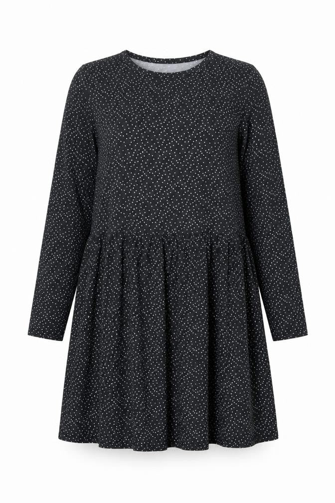 Front view of New Look women’s grey polka dot polyester a-line, size UK 14, round neck pullover