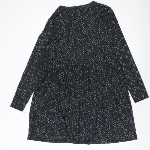 New Look Womens Grey Polka Dot Polyester A-Line Size 14 Round Neck Pullover