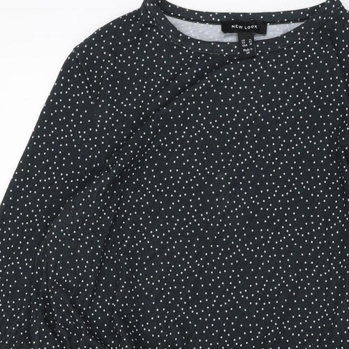 New Look Womens Grey Polka Dot Polyester A-Line Size 14 Round Neck Pullover