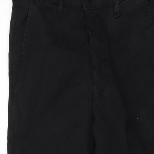 Zara Mens Black Cotton Trousers Size 31 in L29 in Regular Button