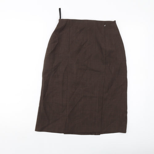 Essential Womens Brown Polyester A-Line Skirt Size 24 in Zip