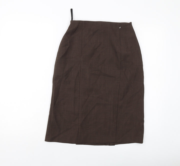 Essential Womens Brown Polyester A-Line Skirt Size 24 in Zip