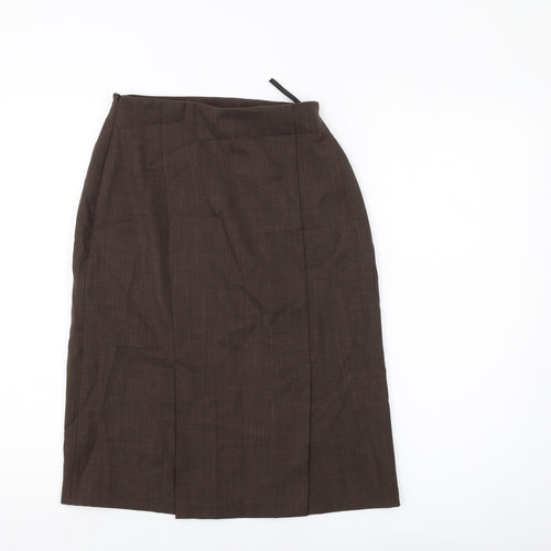Essential Womens Brown Polyester A-Line Skirt Size 24 in Zip