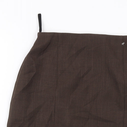 Essential Womens Brown Polyester A-Line Skirt Size 24 in Zip