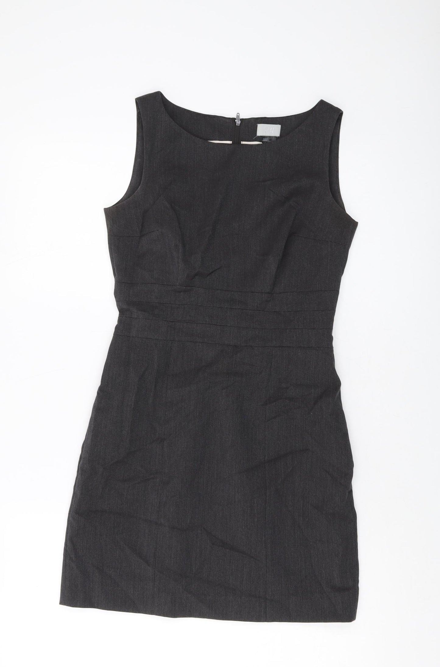 H&M Womens Grey Polyester Mini Size 6 Round Neck Zip