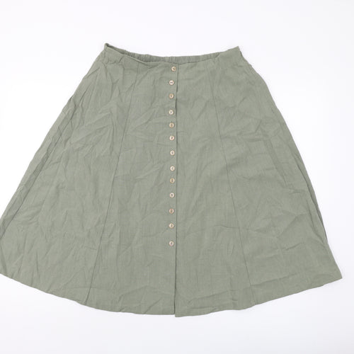 Mackays Womens Green Polyester A-Line Skirt Size 16 Button