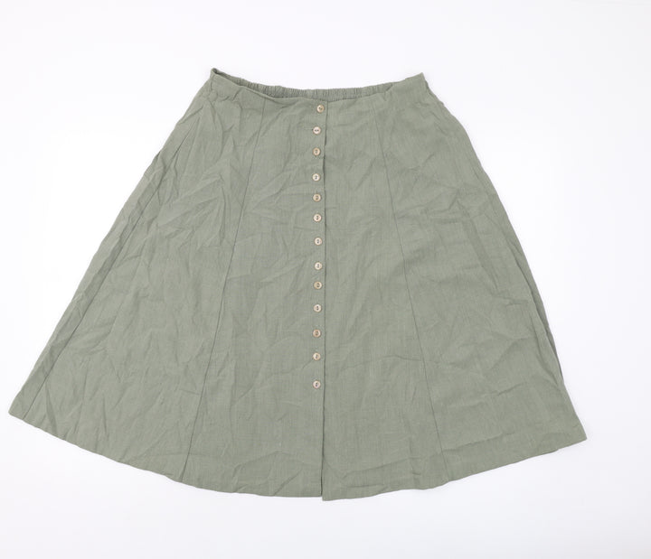 Mackays Womens Green Polyester A-Line Skirt Size 16 Button