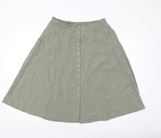 Mackays Womens Green Polyester A-Line Skirt Size 16 Button