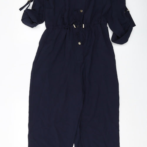 Zara Womens Blue Polyester Jumpsuit One-Piece Size S Button