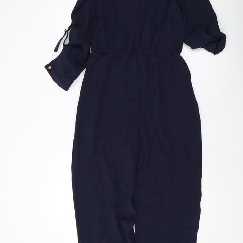 Zara Womens Blue Polyester Jumpsuit One-Piece Size S Button