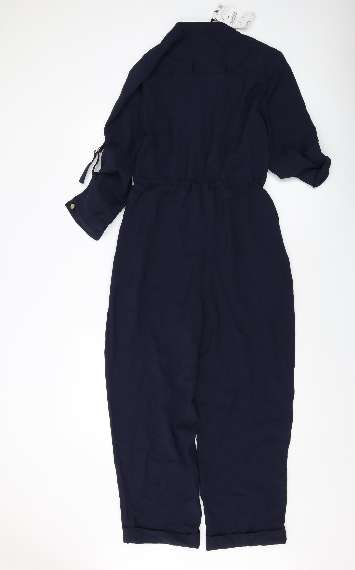 Zara Womens Blue Polyester Jumpsuit One-Piece Size S Button