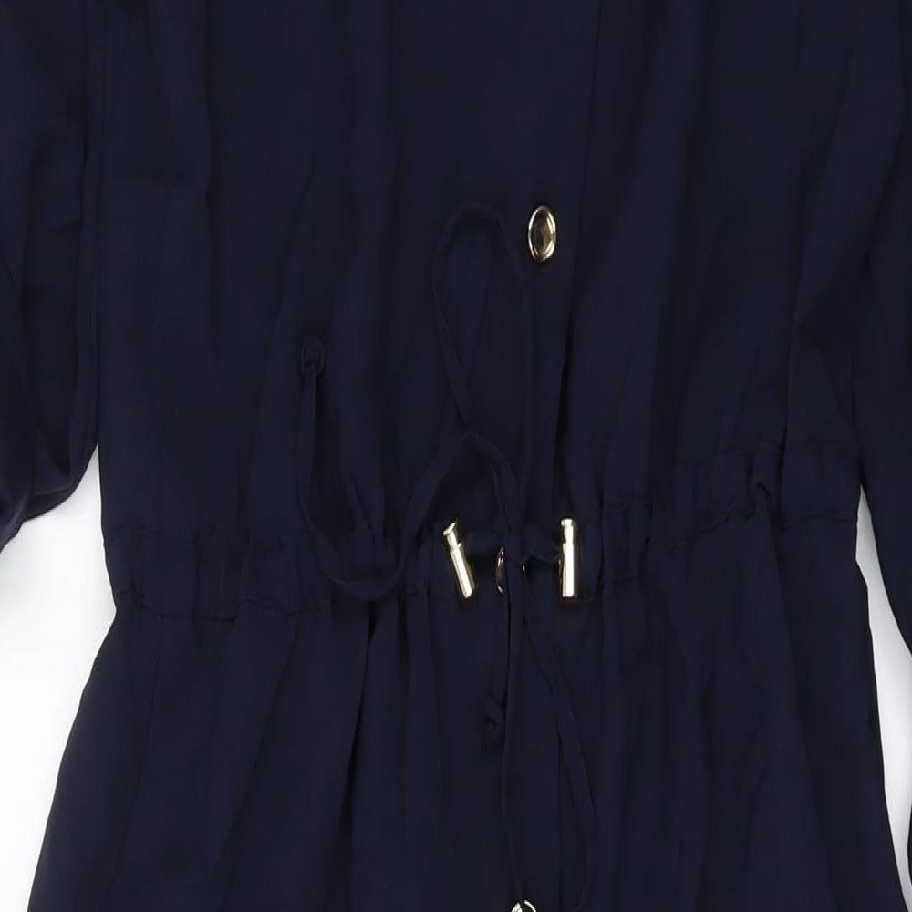 Zara Womens Blue Polyester Jumpsuit One-Piece Size S Button