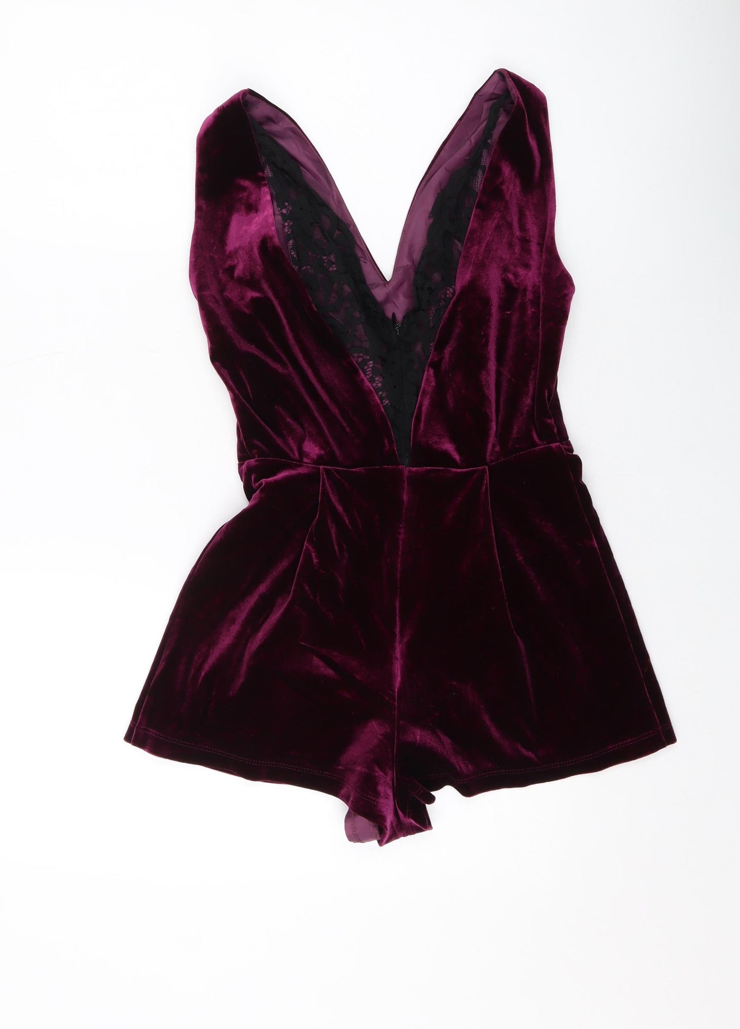 Topshop Womens Purple Polyester Playsuit One-Piece Size 8 Zip