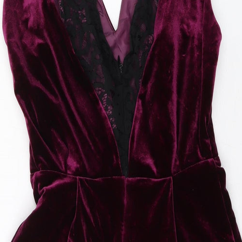 Topshop Womens Purple Polyester Playsuit One-Piece Size 8 Zip