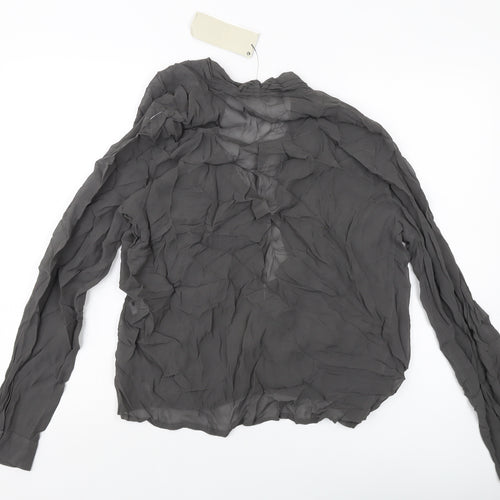 Net Womens Grey Viscose Basic Blouse Size 10 V-Neck