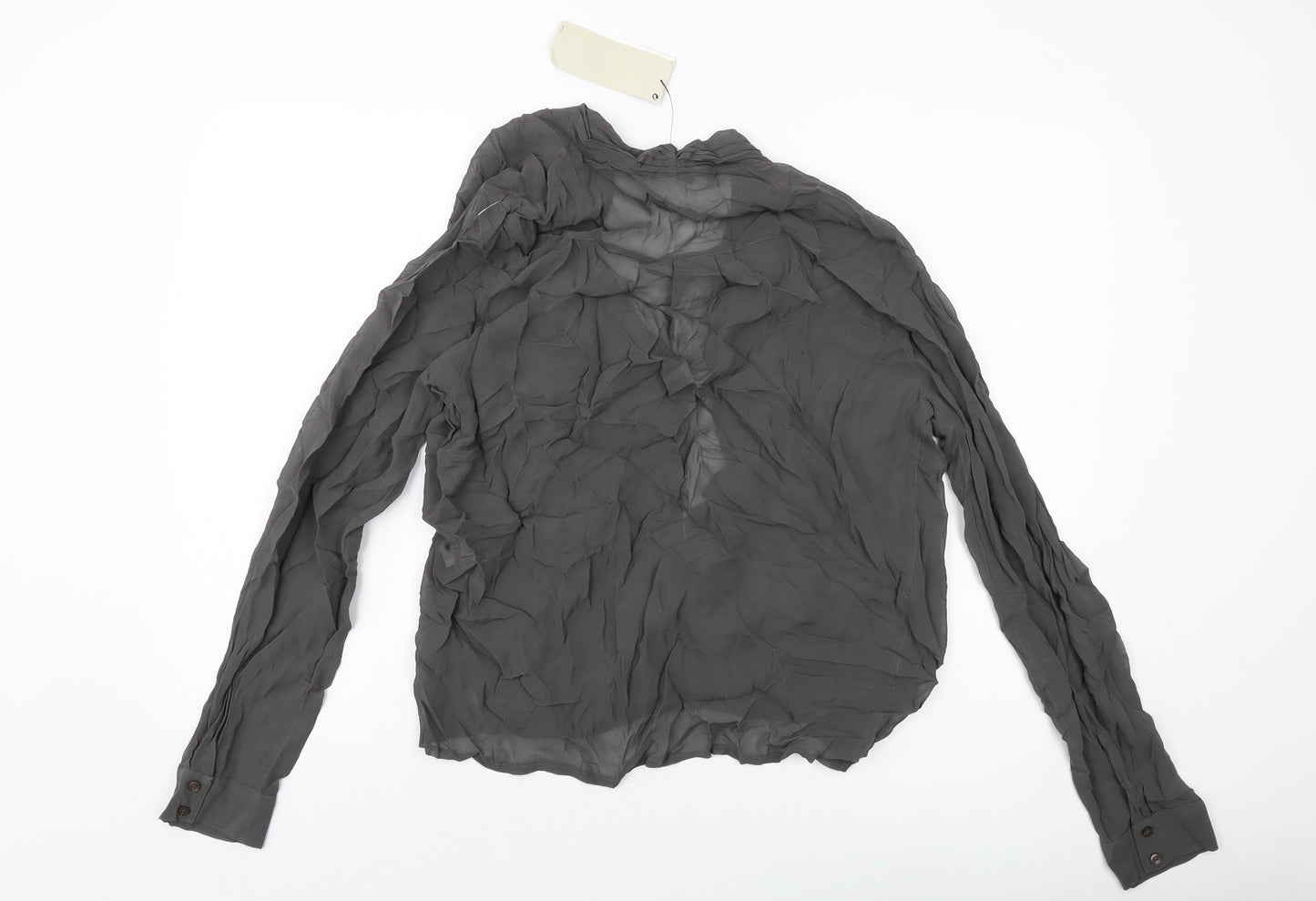 Net Womens Grey Viscose Basic Blouse Size 10 V-Neck