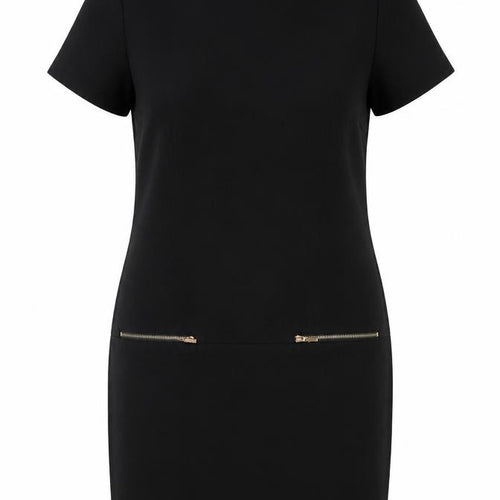 New Look Womens Black Polyester Tank Dress Size 12 Round Neck Zip
