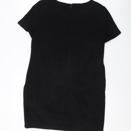 New Look Womens Black Polyester Tank Dress Size 12 Round Neck Zip