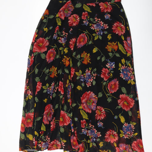 Influence Womens Black Floral Polyester Trousers Size 14 L28 in Regular Zip