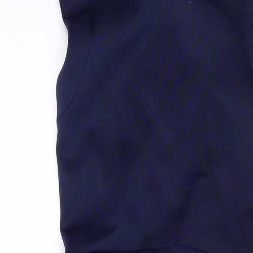 Topshop Womens Blue Polyester Bodycon Size 10 Round Neck Button