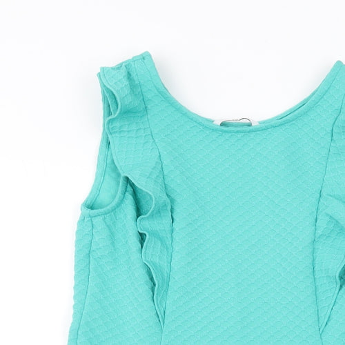 Marks and Spencer Girls Green Polyester A-Line Size 11-12 Years Round Neck Pullover