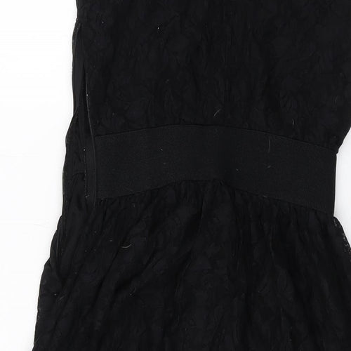 Miss Posh Womens Black Acrylic A-Line Size 8 Round Neck Pullover
