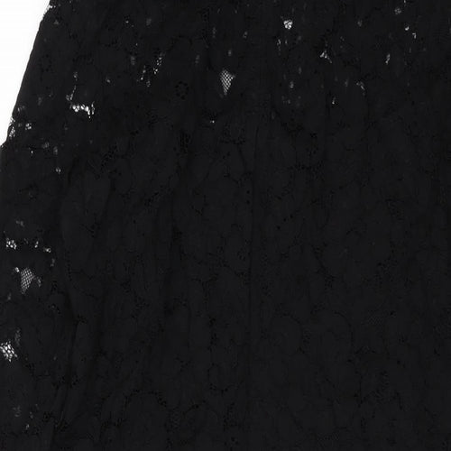 H&M Womens Black Polyester A-Line Size 8 Round Neck Zip