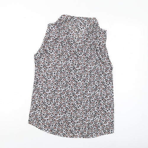 Warehouse Womens Grey Geometric Polyester Basic Tank Size 8 V-Neck