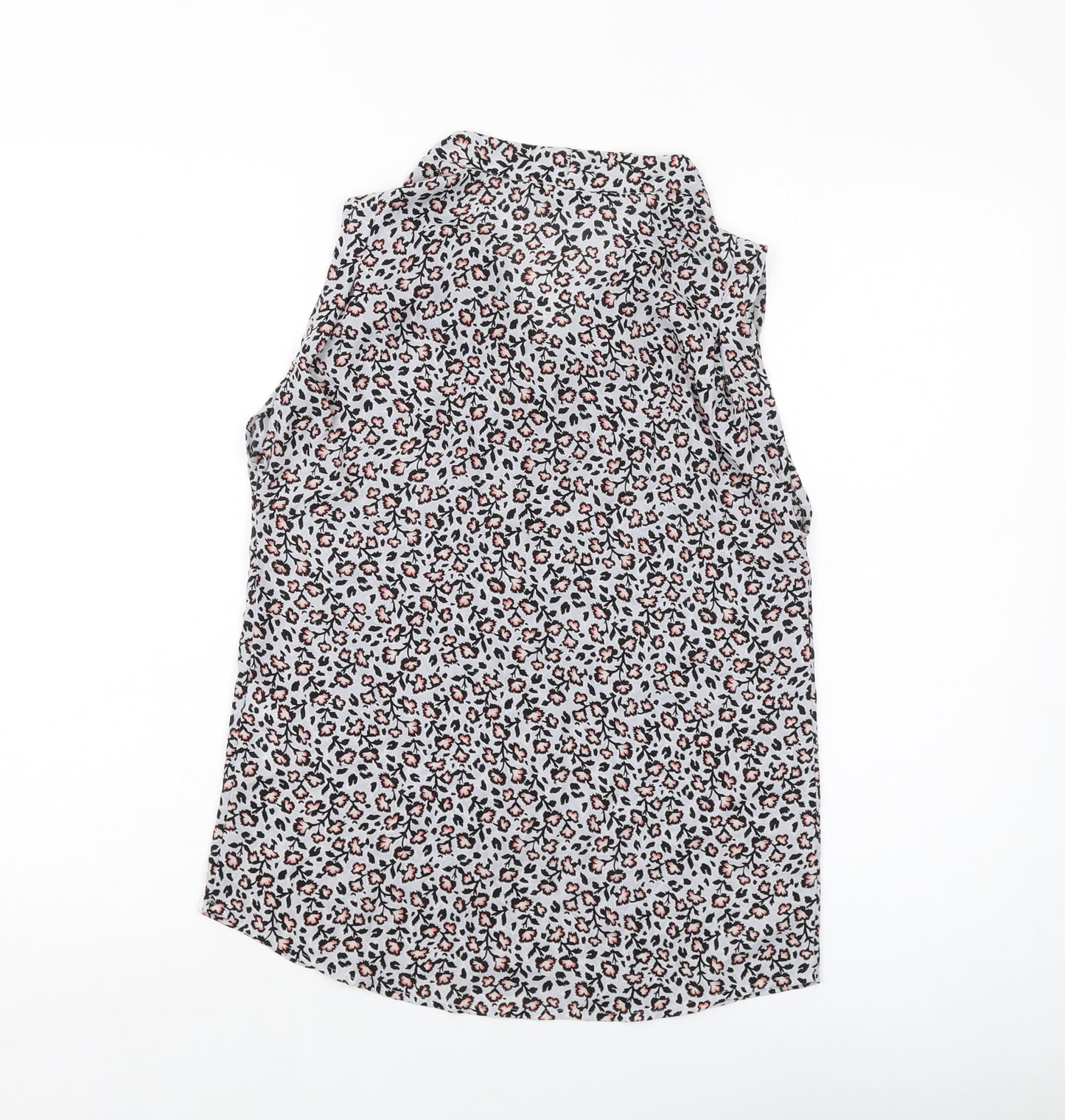 Warehouse Womens Grey Geometric Polyester Basic Tank Size 8 V-Neck