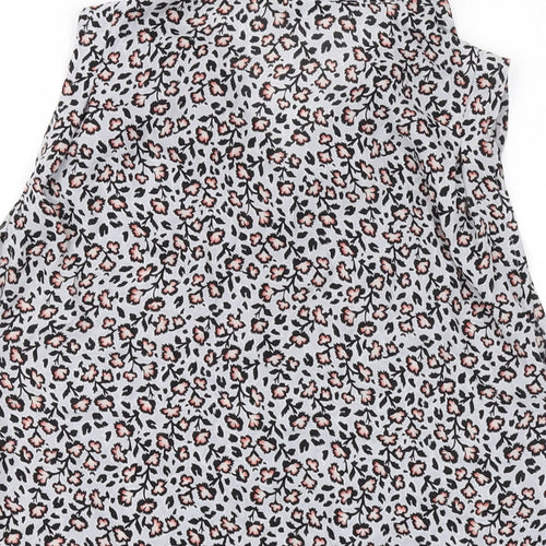 Warehouse Womens Grey Geometric Polyester Basic Tank Size 8 V-Neck