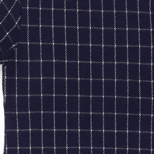 Dorothy Perkins Womens Blue Plaid Polyester A-Line Size 10 Round Neck Pullover