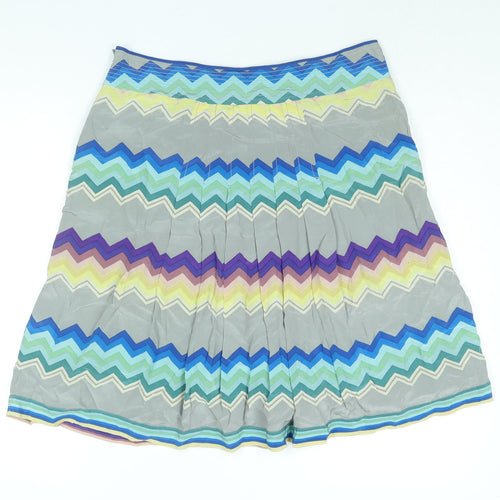 Plenty Womens Multicoloured Geometric Silk Pleated Skirt Size 32 in Zip - Button Detail