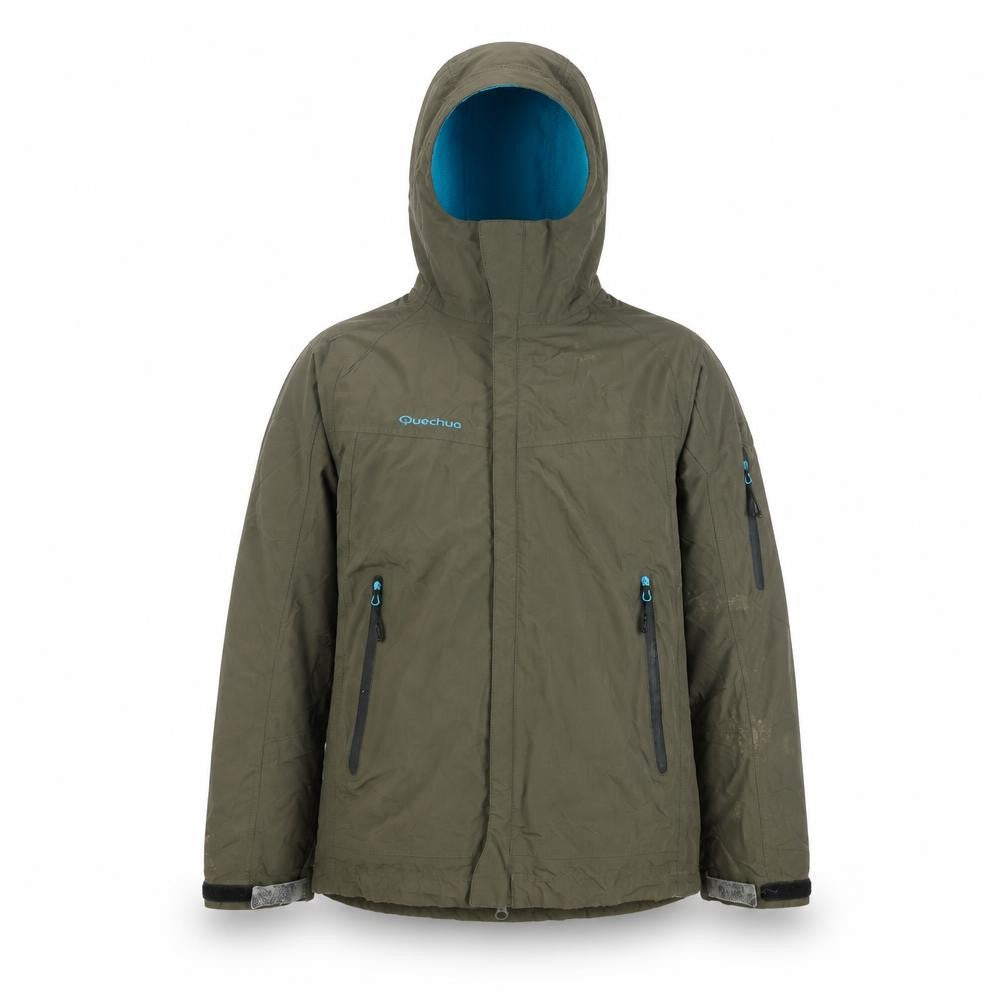 Quechua Boys Brown Windbreaker Coat Size 12 Years Snap - Zipped Underarms Breathable