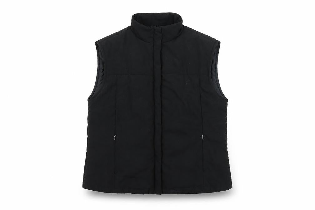 Front view of NL Active women’s black gilet jacket, size M, zip