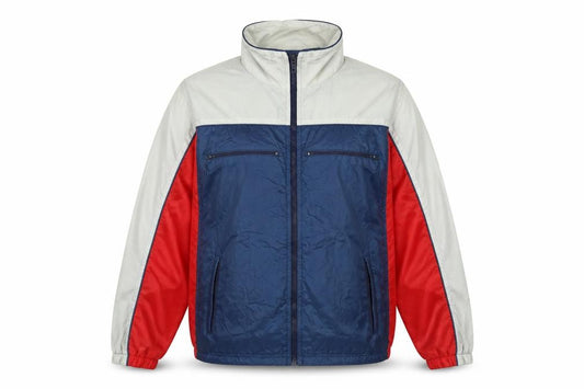 Front view of Sportier women’s multicoloured windbreaker jacket, size UK 14, zip - colourblock, size UK 14-16