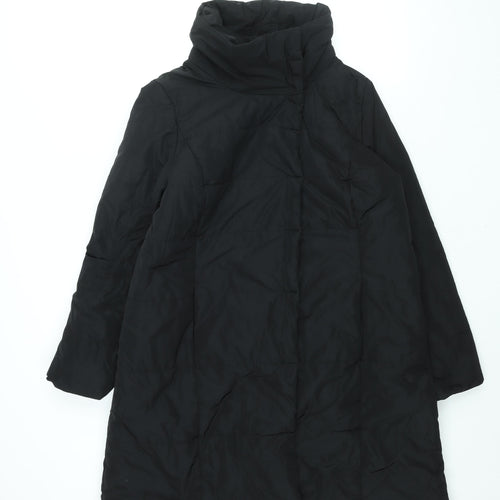 M&Co Womens Black Overcoat Coat Size 14 Zip