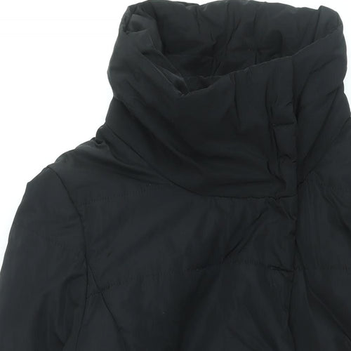 M&Co Womens Black Overcoat Coat Size 14 Zip