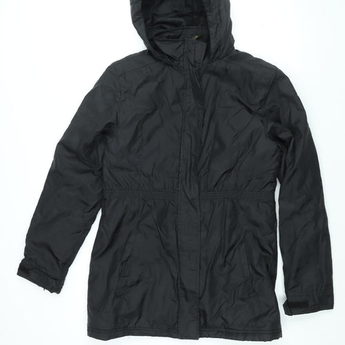 LA Gear Womens Black Parka Coat Size 12 Zip - Embroidered Logo