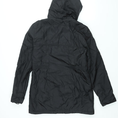 LA Gear Womens Black Parka Coat Size 12 Zip - Embroidered Logo