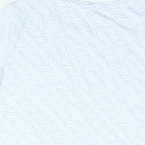 Marks and Spencer Womens Blue Geometric Polyester Basic T-Shirt Size 12 Round Neck