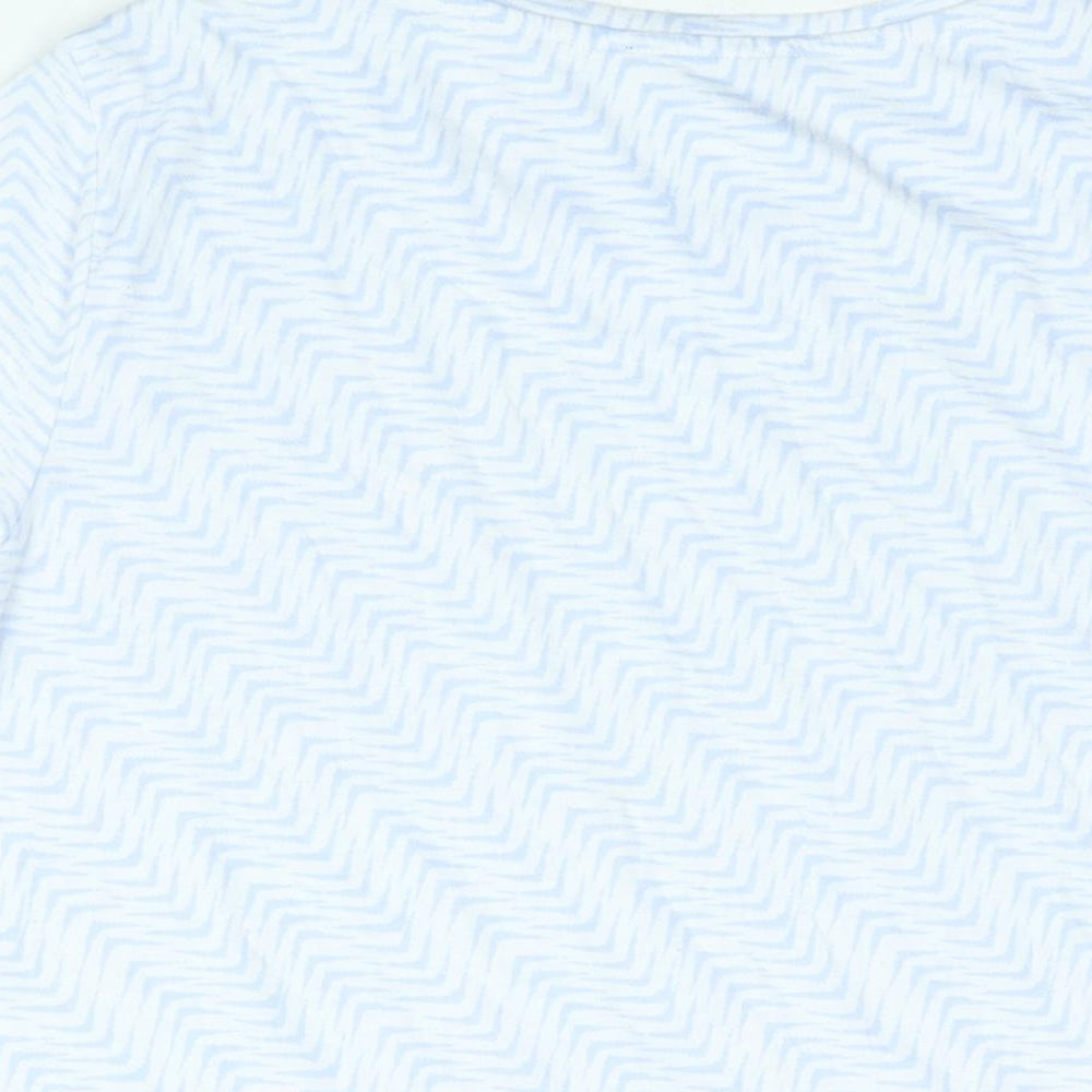 Marks and Spencer Womens Blue Geometric Polyester Basic T-Shirt Size 12 Round Neck
