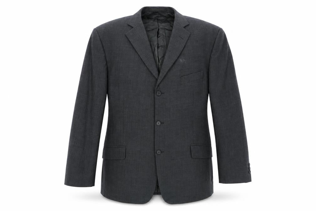 Front view of Marks & Spencer men’s grey polyester jacket suit jacket, size 44, regular