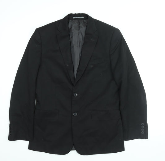 Marks and Spencer Mens Black Polyester Jacket Suit Jacket Size 38 Regular